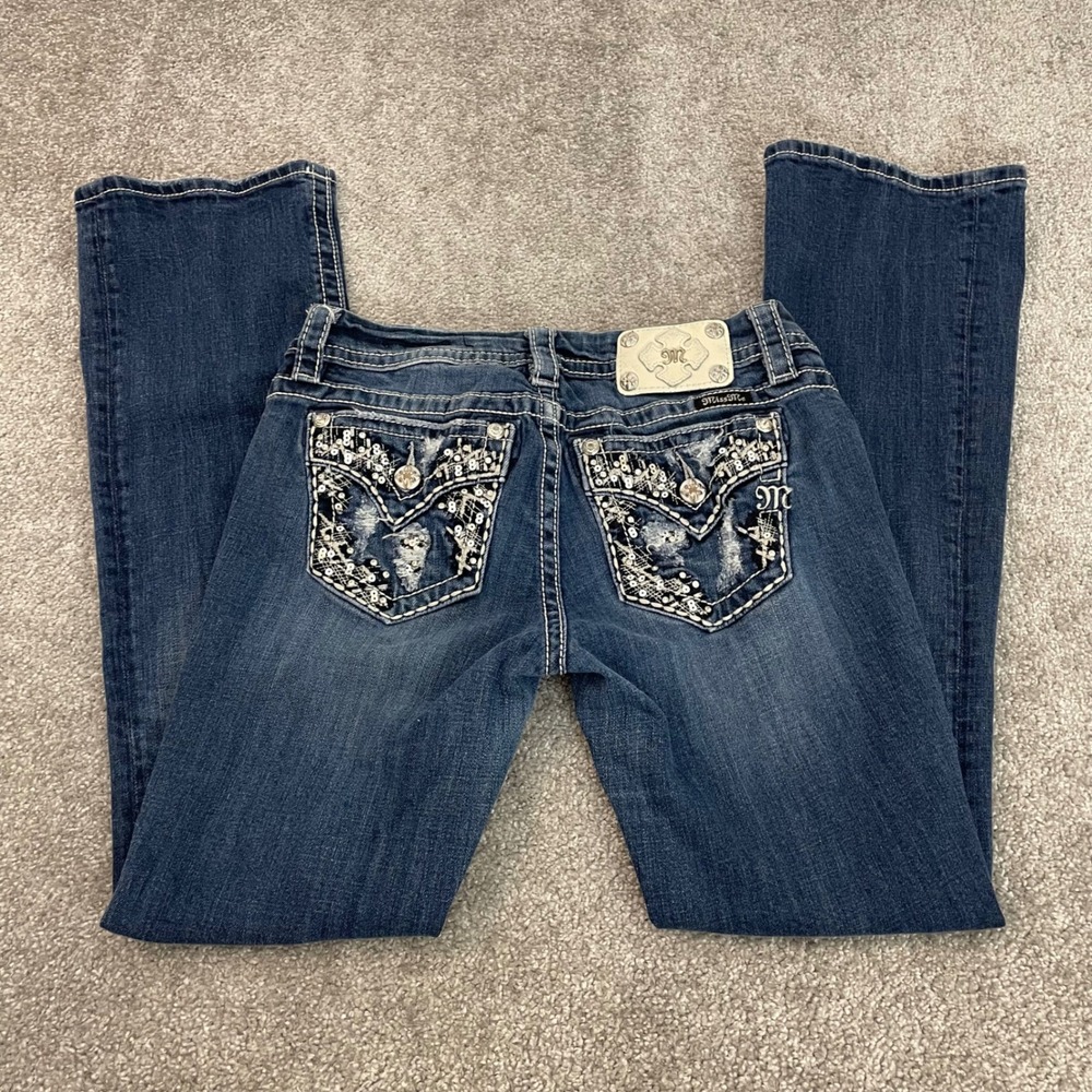 Miss Me Jeans Womens 30x32 Y2K Bootcut Mid Rise Easy Boot Embellished (Tag 27)